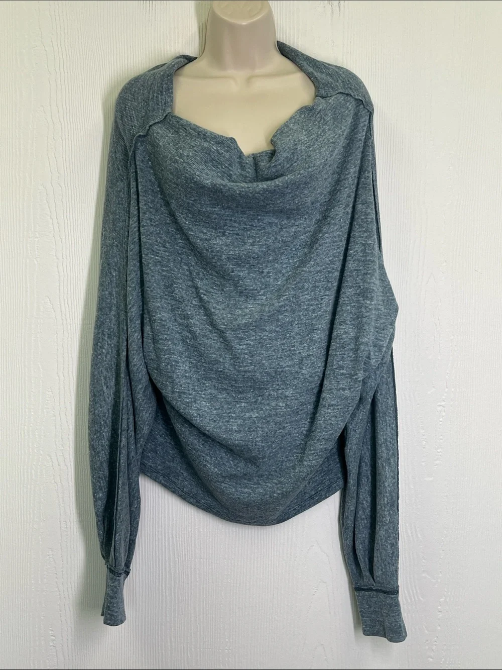 Free People - We The Free Skyline Blue Gray Off The Shoulder Blouse SZ  Medium